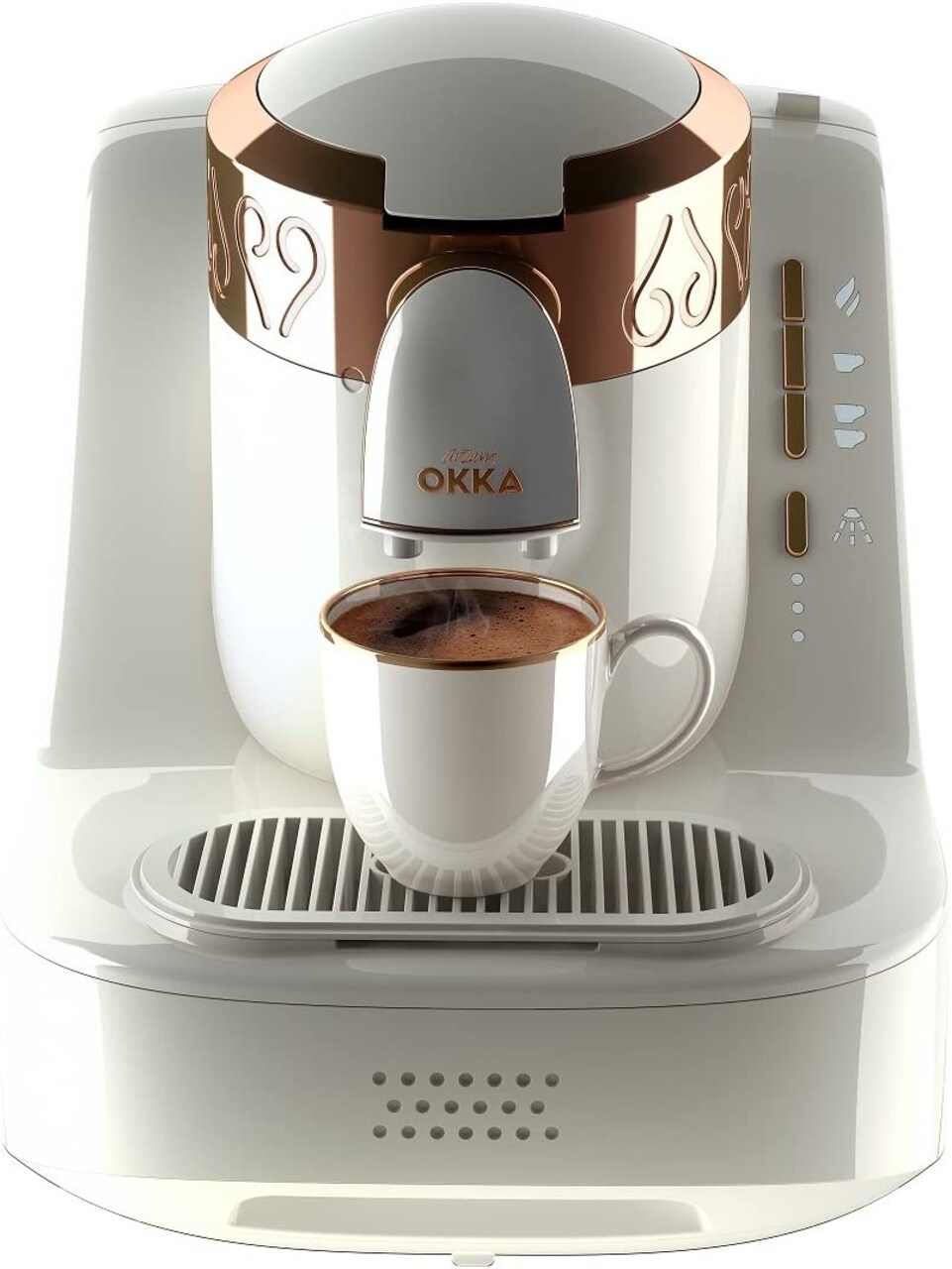 Arzum Okka Automatic Turkish/Greek Coffee Machine, White/Gold